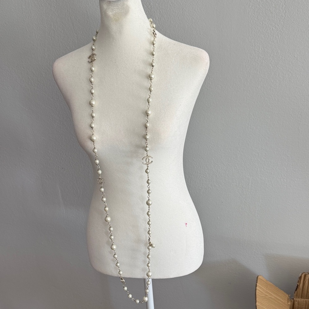 CHANEL by KARL LAGERFELD Faux Pearl CC Logo Necklace, 2012